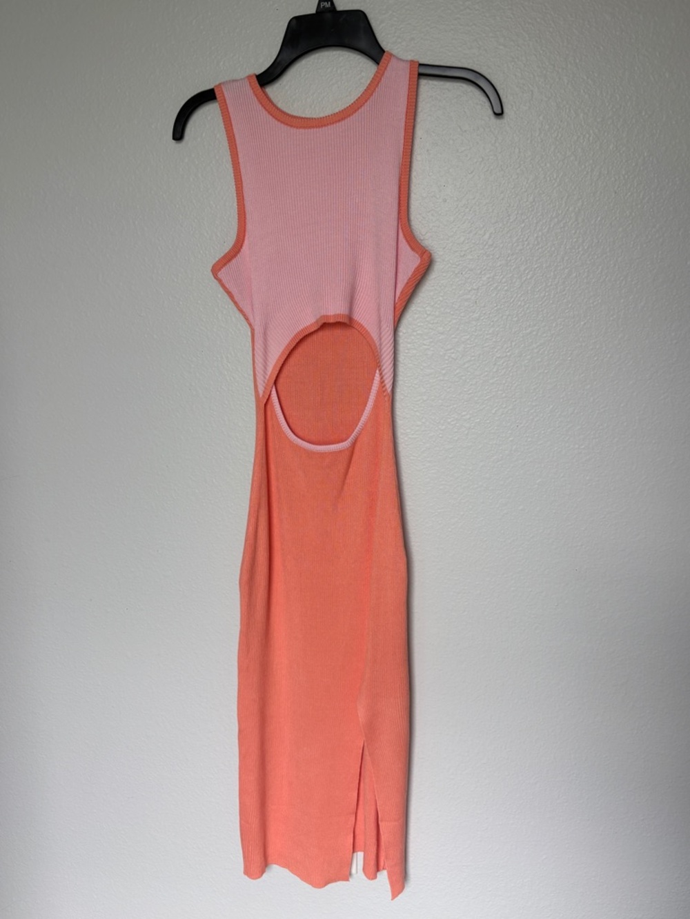 Amazon Pink and Coral Cutout Midi Dress- Pink and Coral